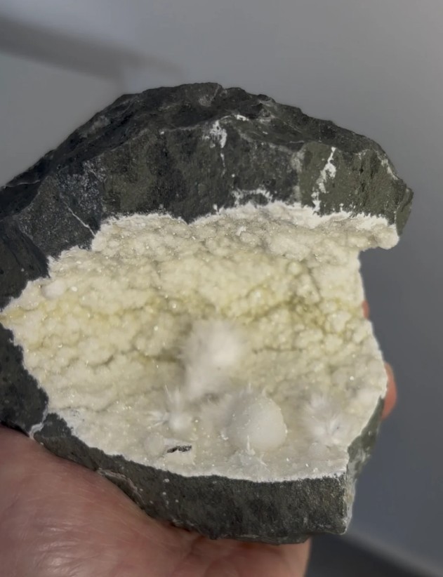 Fantastic Okenite Geode with Spiky Cottonball Crystals