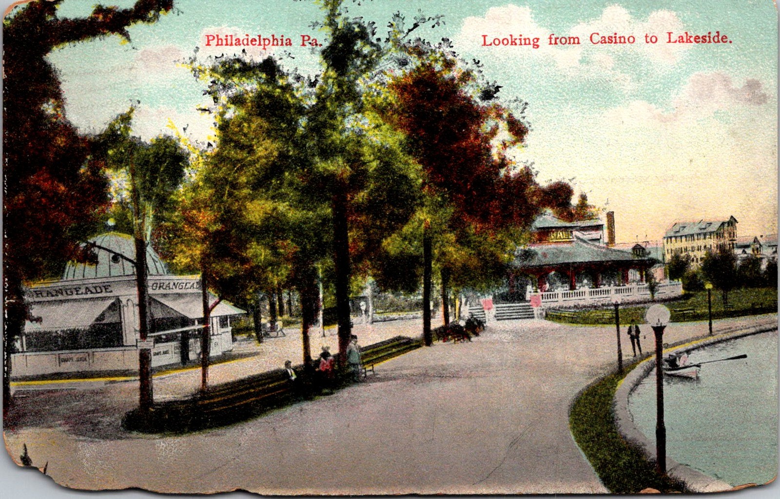 Looking from Casino to Lakeside Philadelphia PA Vintage Postcard 5P20-5