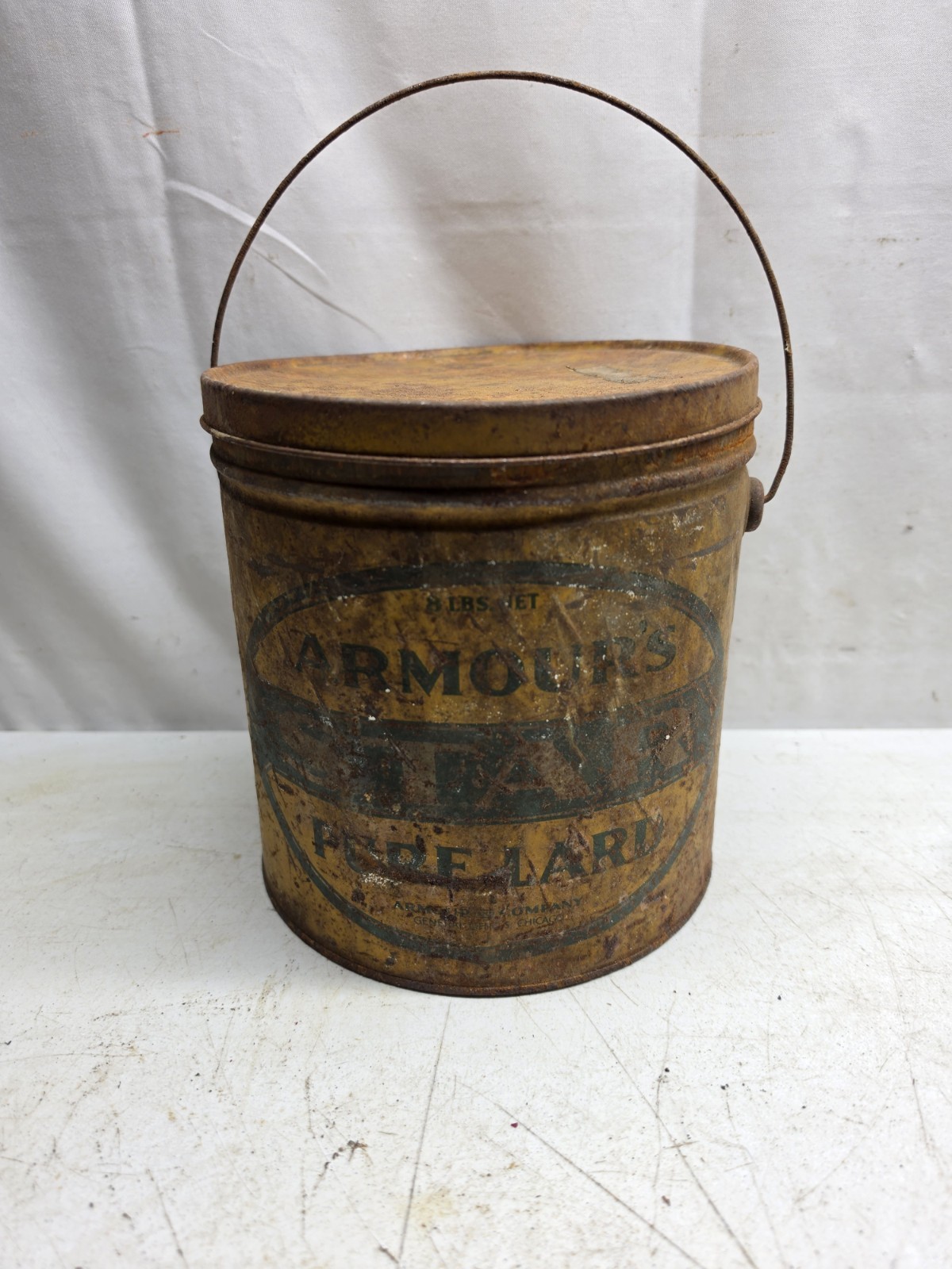 Vintage Armour's Star Pure Lard Bucket Can with Lid