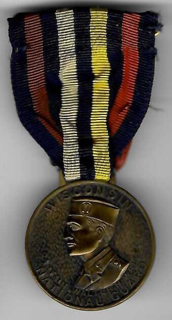 WWI WWII era Wisconsin State National Guard Captain W.H. Write Attendance Medal