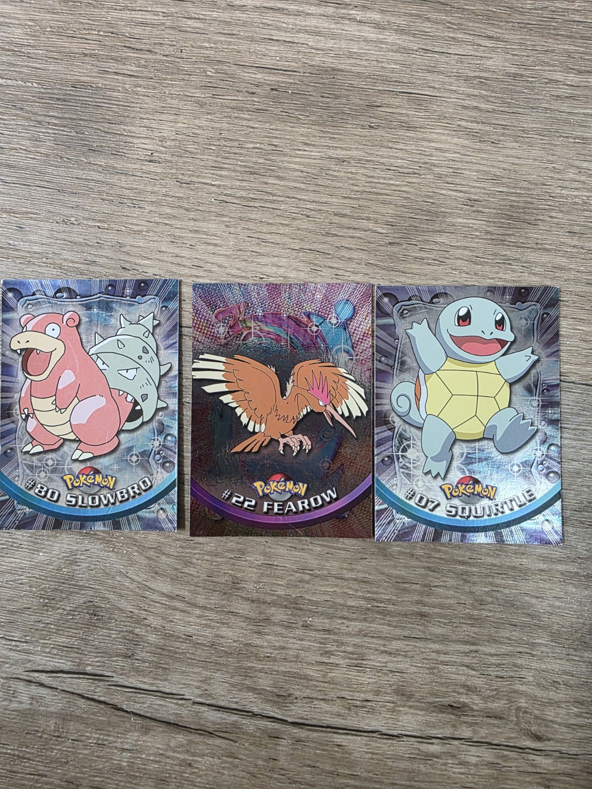 Pokémon 1999/2000 Topps Holo-Foil Card Lot of 3 Sqouirtle Fearow Slowbro