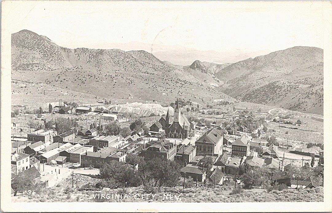RPPC Virginia City Nevada Aerial Town View 1947