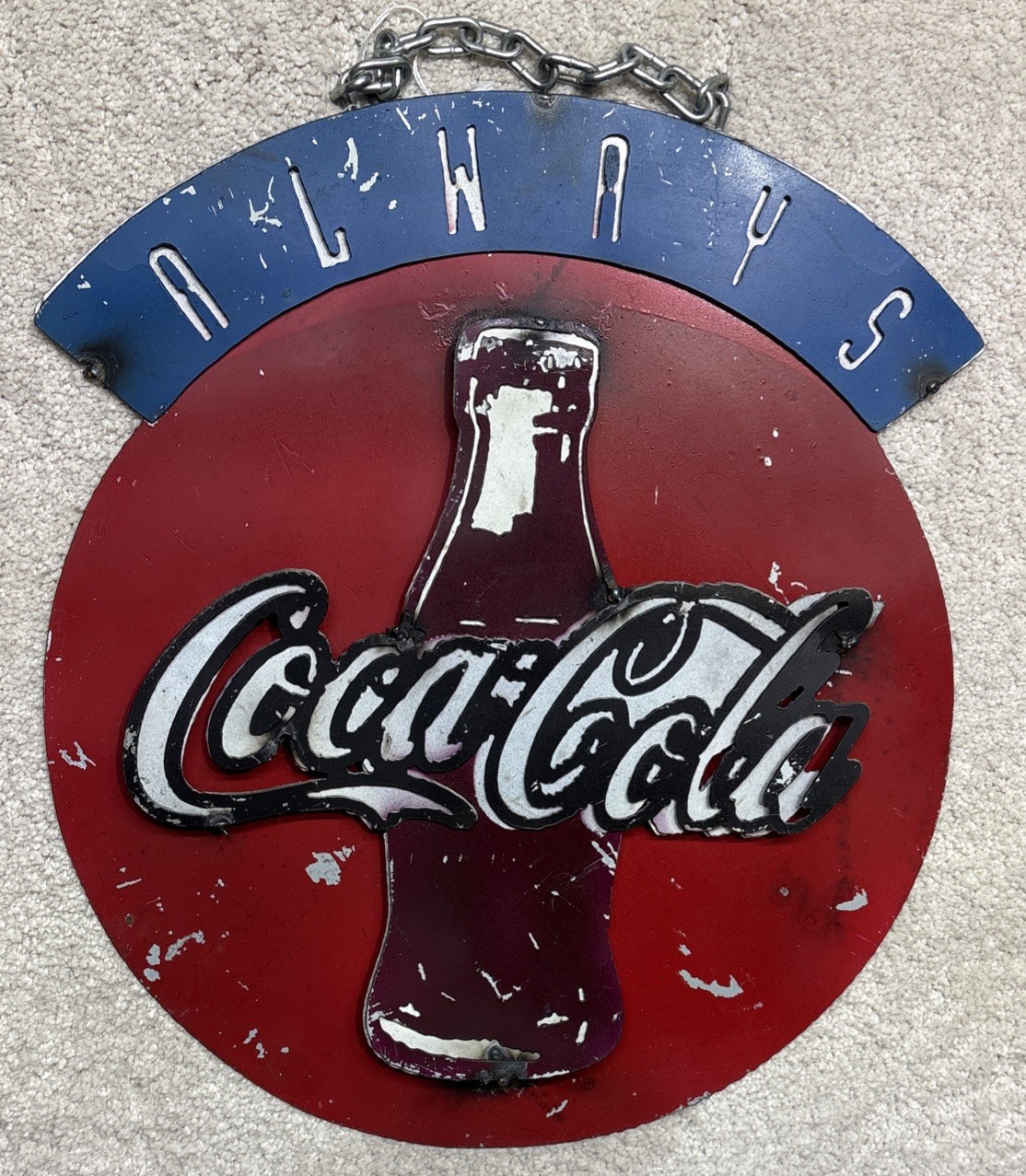 Rare Original Vtg Multi-Layered Coca-Cola Hanging Steel Sign   1940’s-1950’s