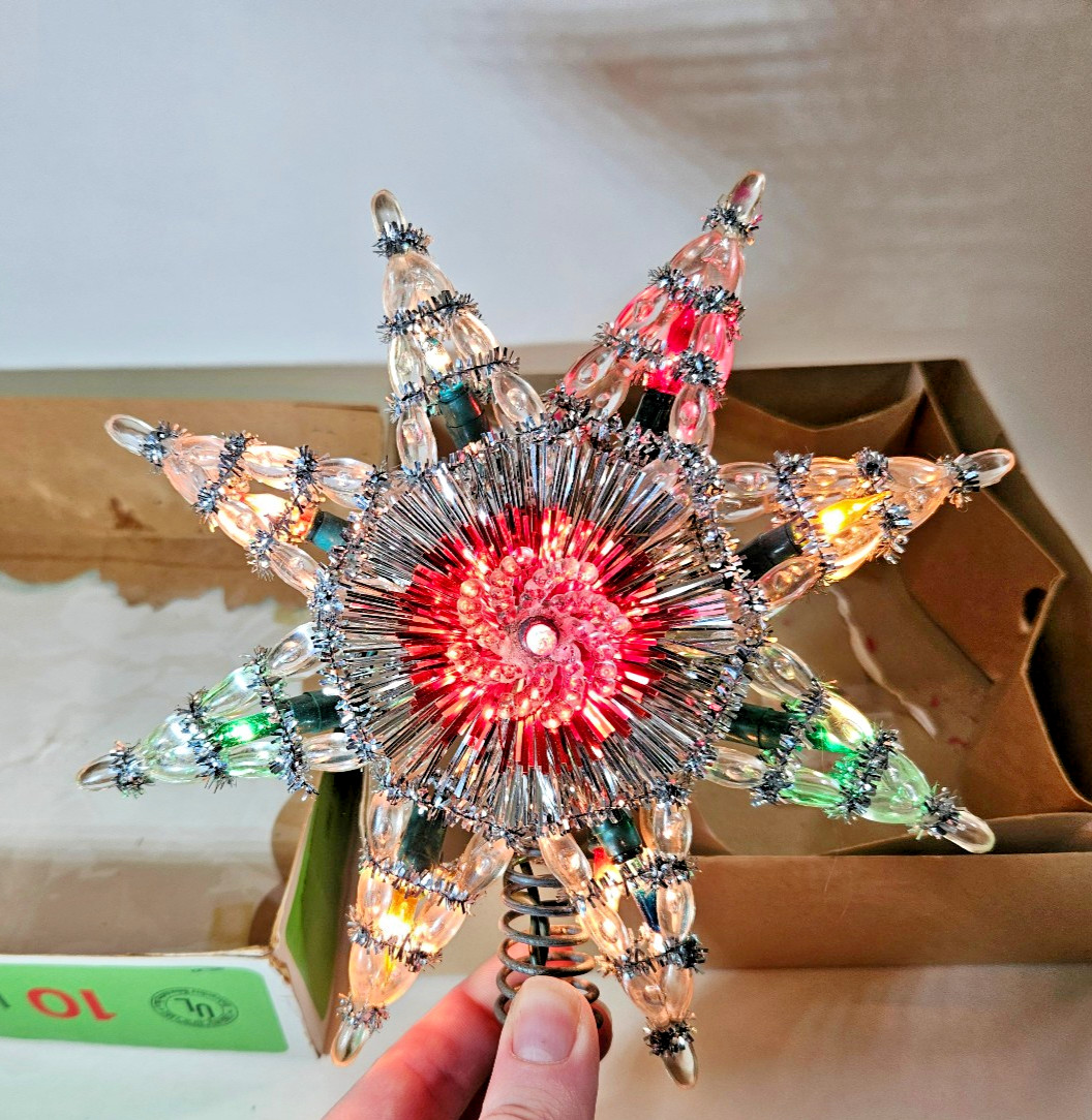 Vintage Jewel Lite 10 Lite Italo Star Tree Topper Christmas Decor Works Taiwan