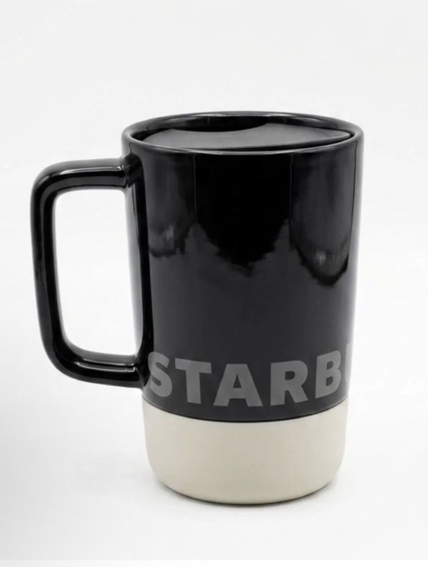 2025 Starbucks Mug Black & White Desktop NWT Logo Ceramic w/Rubber Bottom HTF