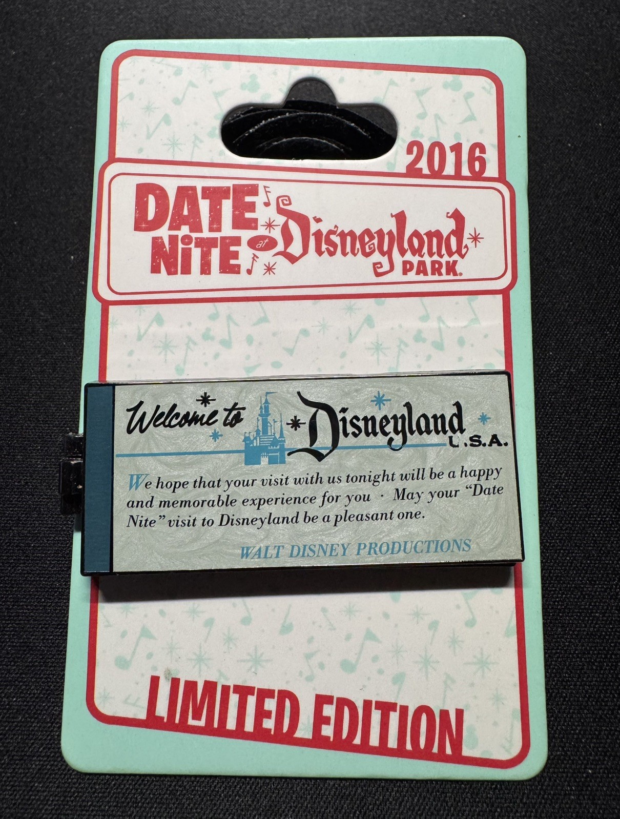 2016 Disneyland Date Nite LE 1000 Ticket Book Hinged Pin Limited Edition
