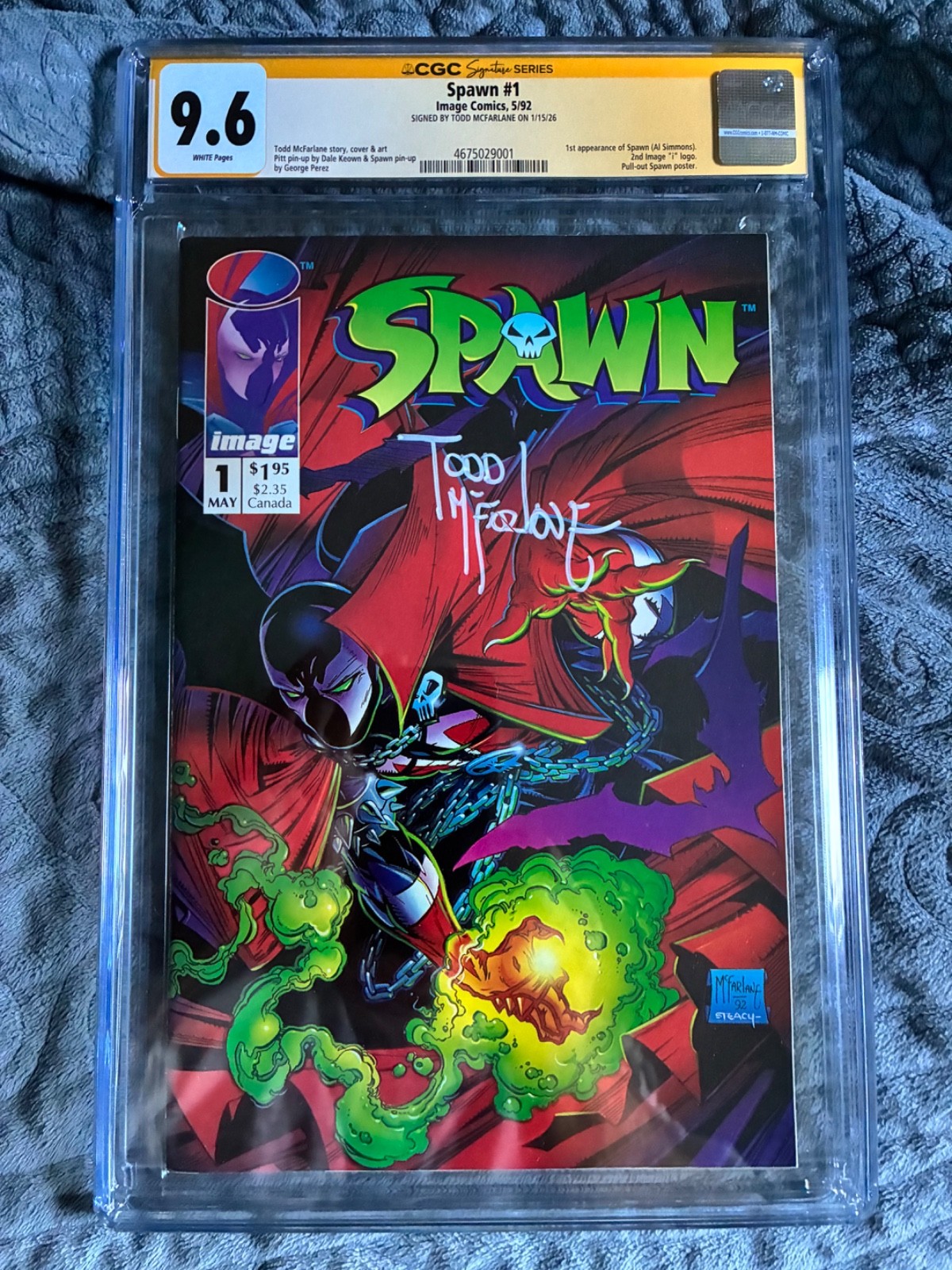 Spawn #1 CGC Sig Series Full signature 9.6 Signed Todd McFarlane Image 1992