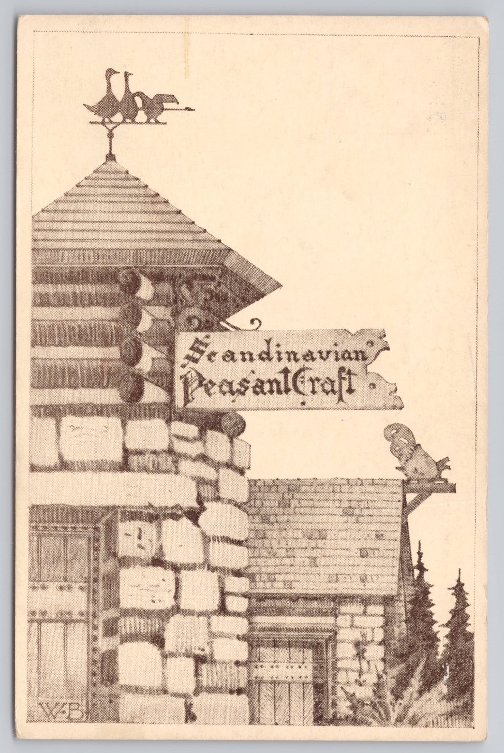 Vintage Scandinavian Peasant Craft Postcard Ephraim Door County WI