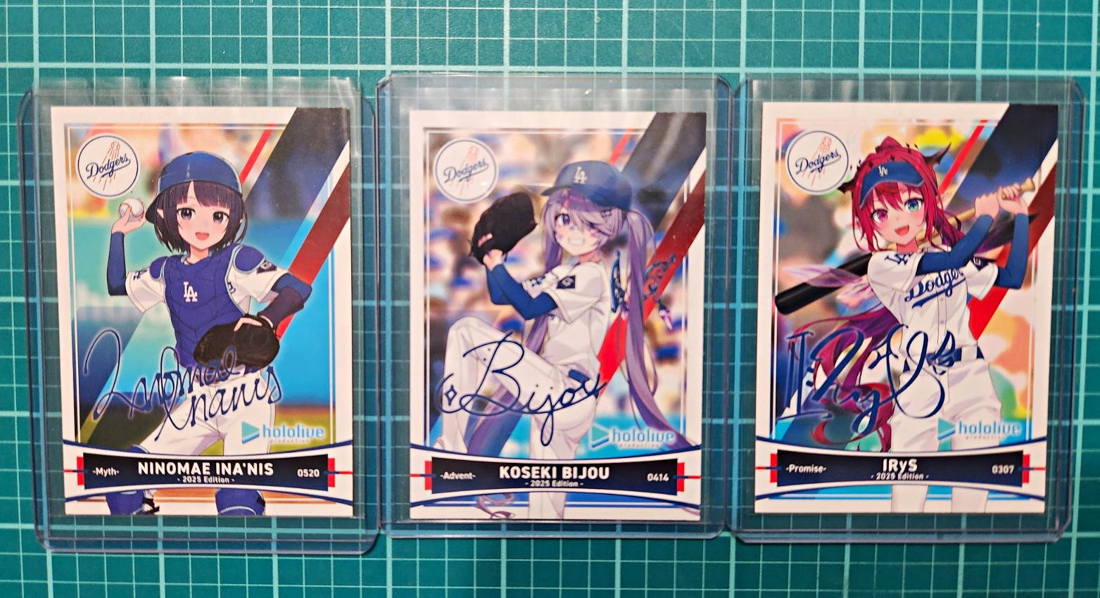 Dodgers x hololive production 2025 Limit Edition 3-Card Lot Ina'nis Bijou IRyS