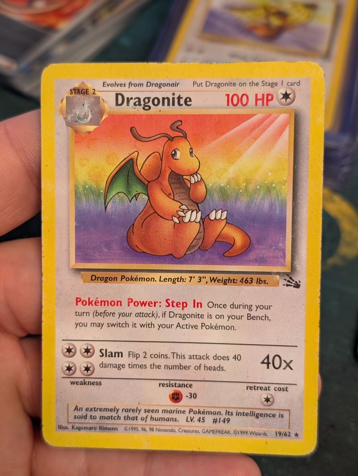 Pokemon Dragonite 19/62 Fossil Non Holo Rare - MP