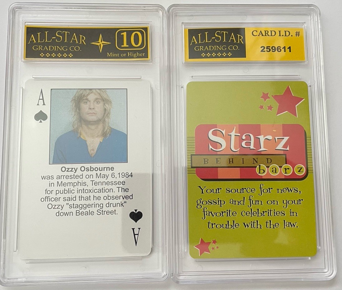 Ozzy Osbourne 2003 Starz Behind Barz Playing Card Graded ASG Mint 10 #T