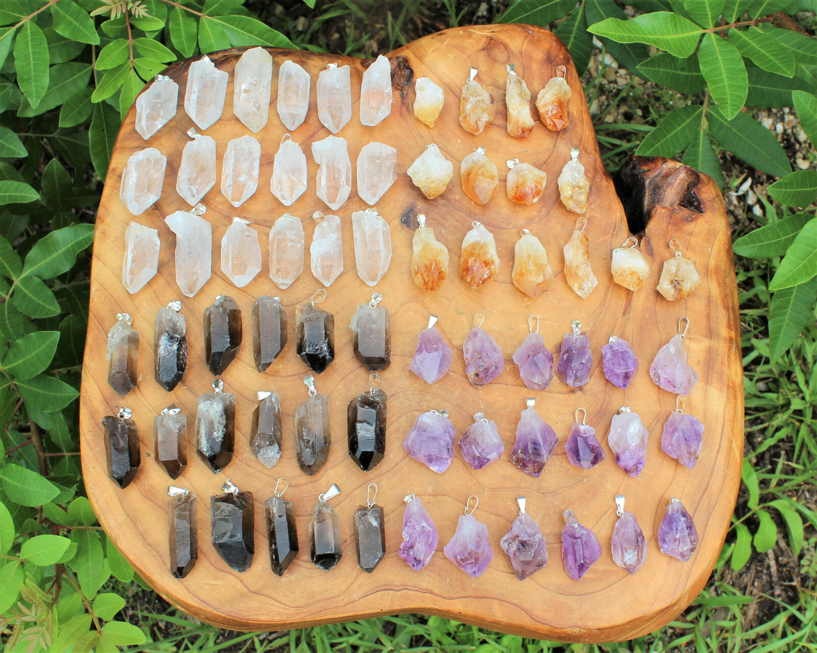 Crystal Point Pendants with Bail: Amethyst, Clear Quartz, Citrine & Smoky Quartz