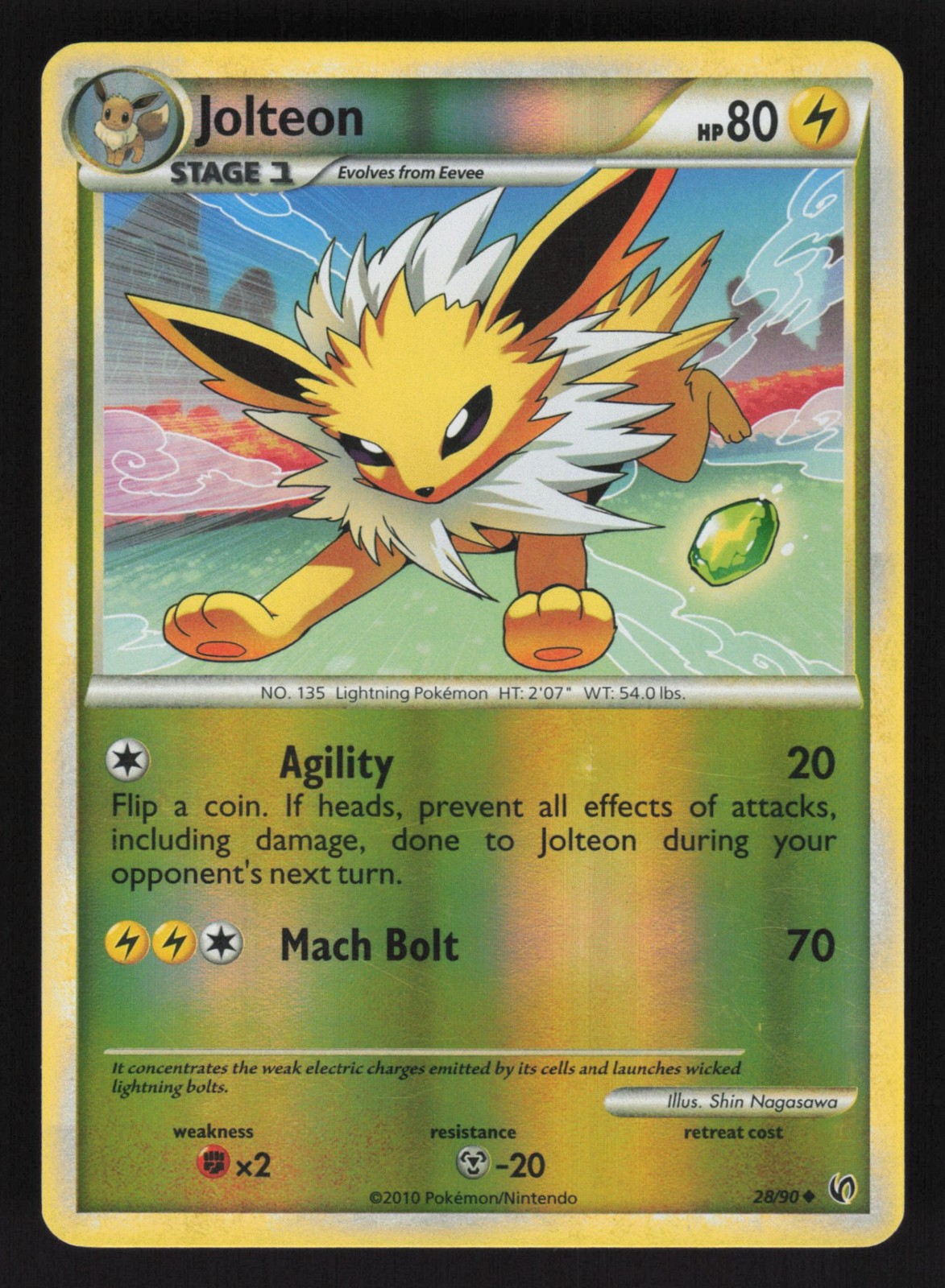 English LP Jolteon 28/90 UD Reverse Holofoil Pokemon Undaunted