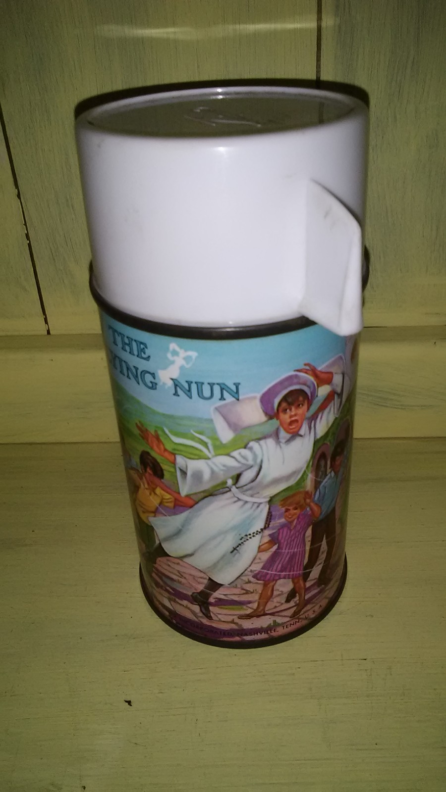 1968 The Flying Nun Aladdin 8 oz Thermos Sally Field Vintage with Cap & Cup Nice