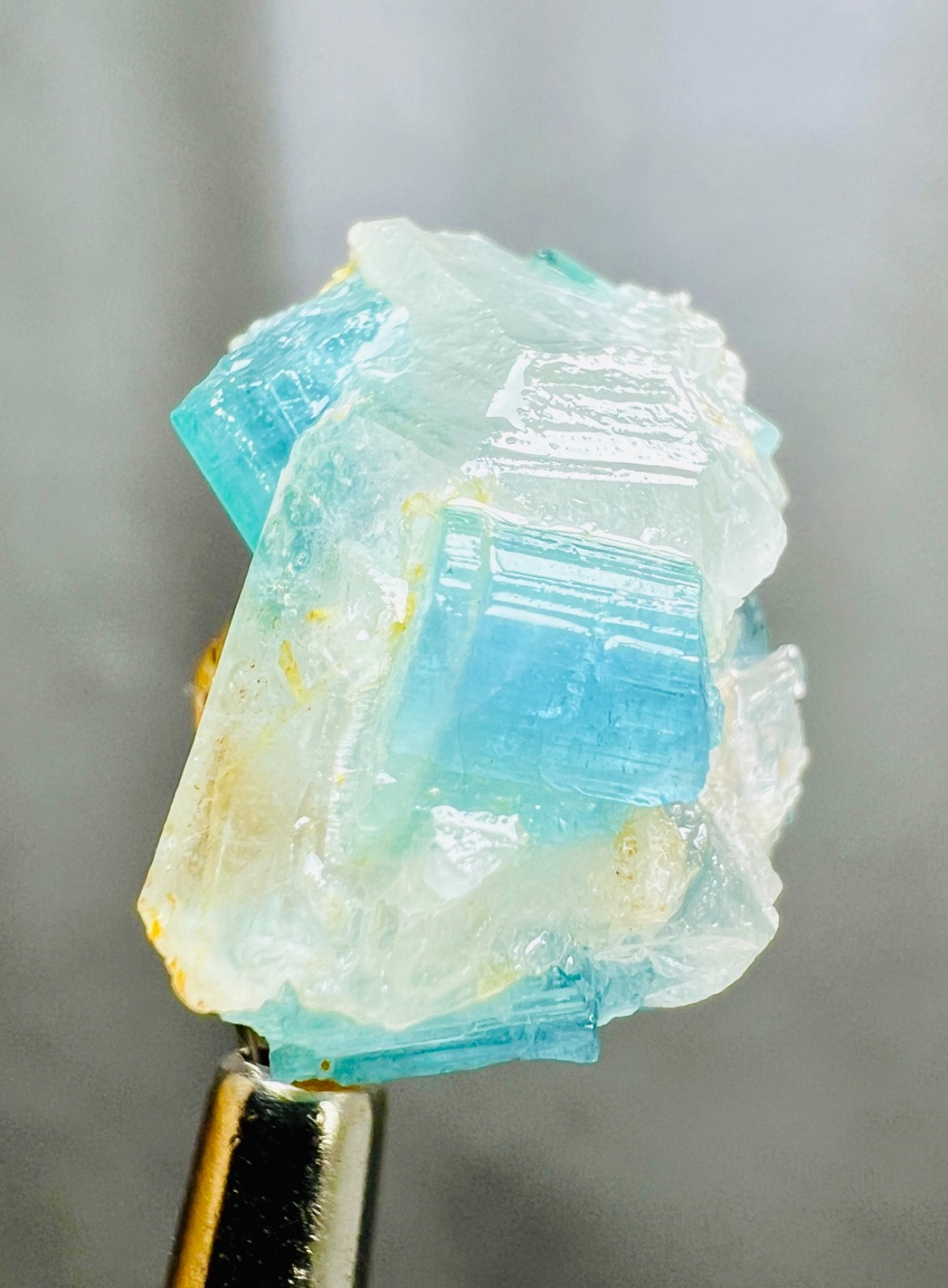 30 Ct Natural Paraiba Color Tourmaline Crystal on Quartz - Kunar Afghan Specimen