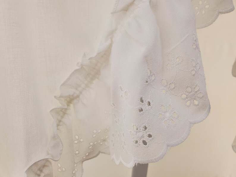 VINTAGE NEW Classic Curtain Ruffled Eyelet Swag Pair 58Wx38L
