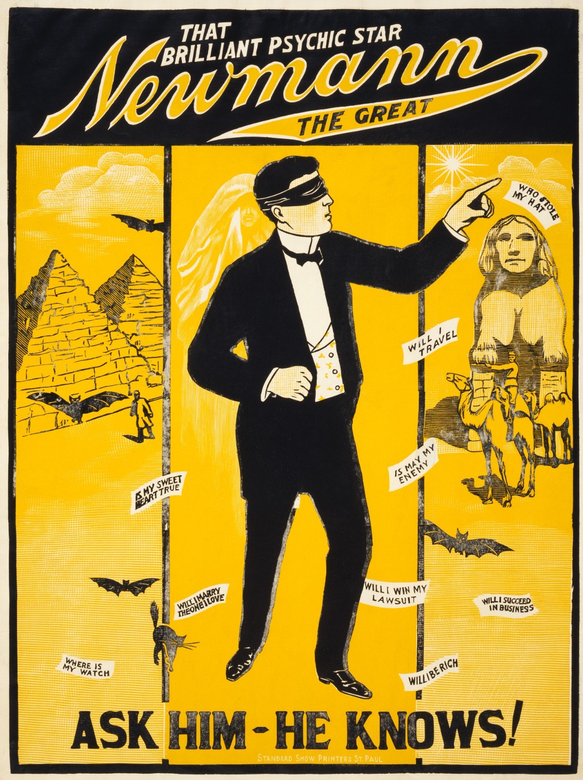 Vintage Newman the Psychic 1928 Halloween  Art Poster