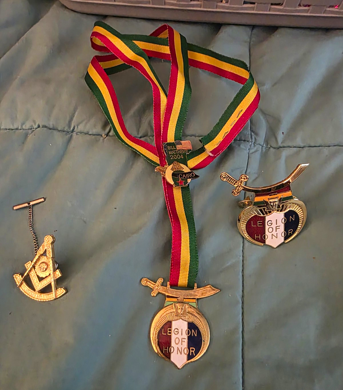 Vintage Shriners Legion of Honor Medal Set with Masonic Lapel Pin