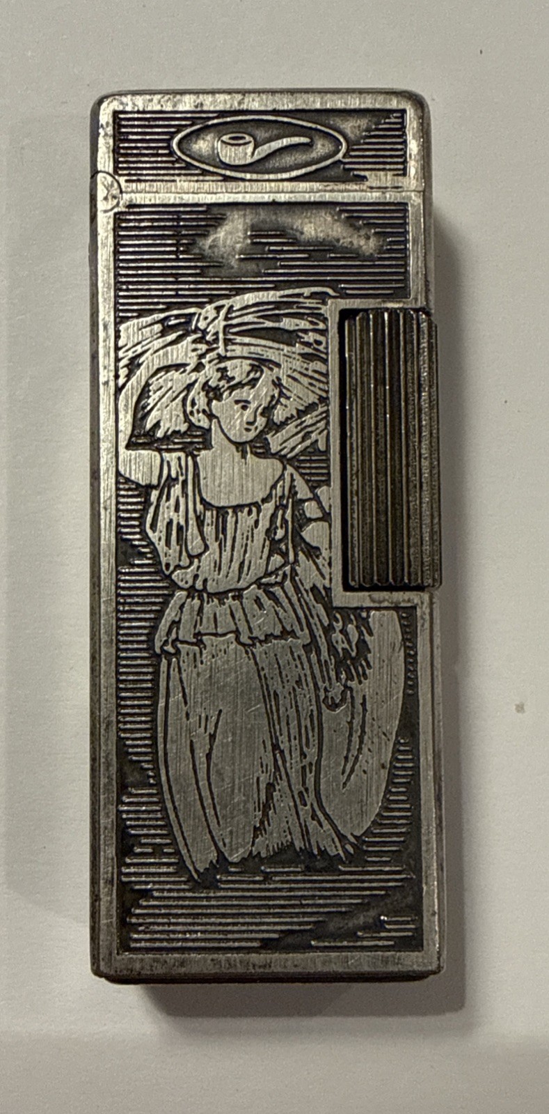 Vintage WIN Juvena Japan Art Deco Figural Lady Gas Lighter Slim Pocket 70s