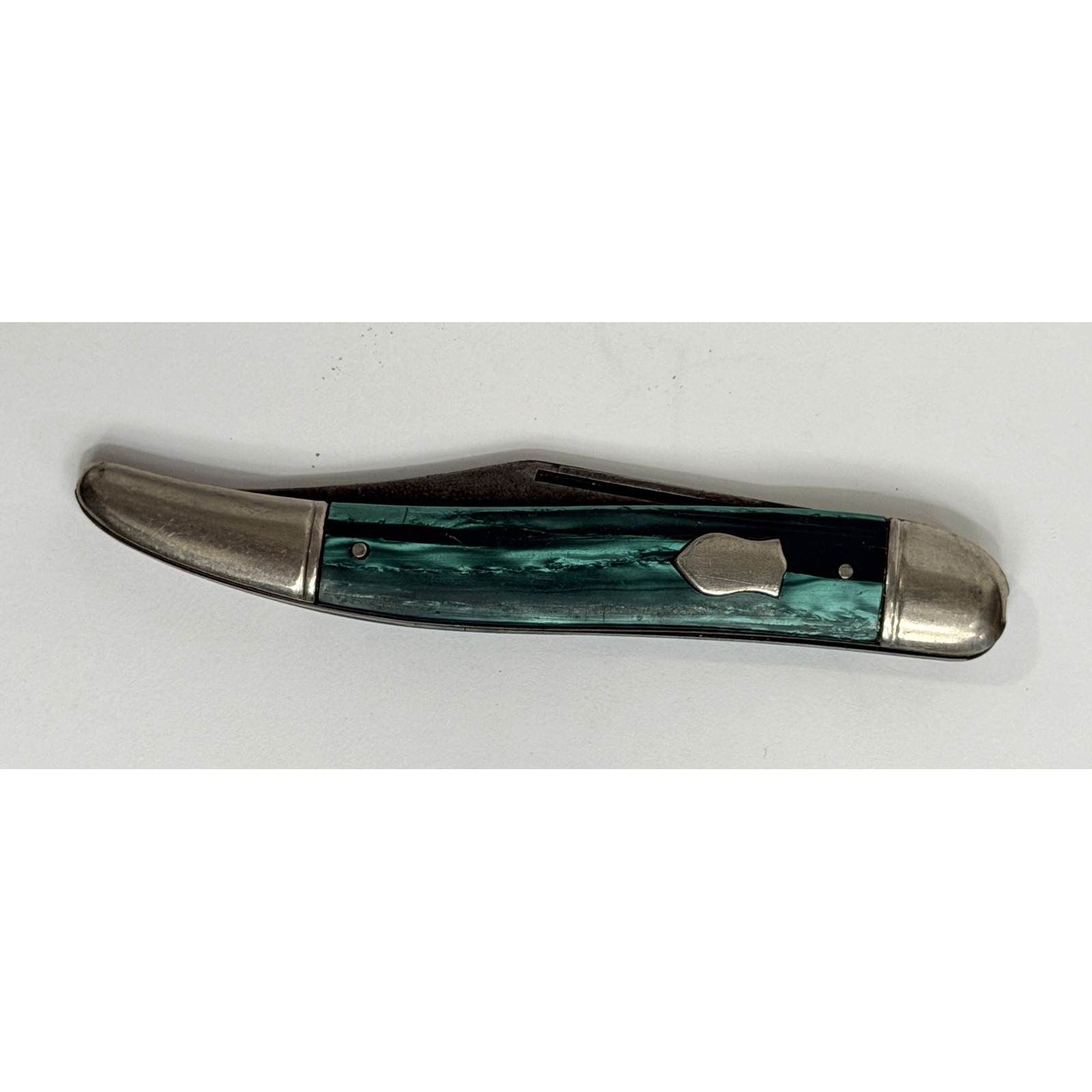Vintage Imperial Prov RI Green Marbled Celluloid Toothpick Folding Pocket Knife