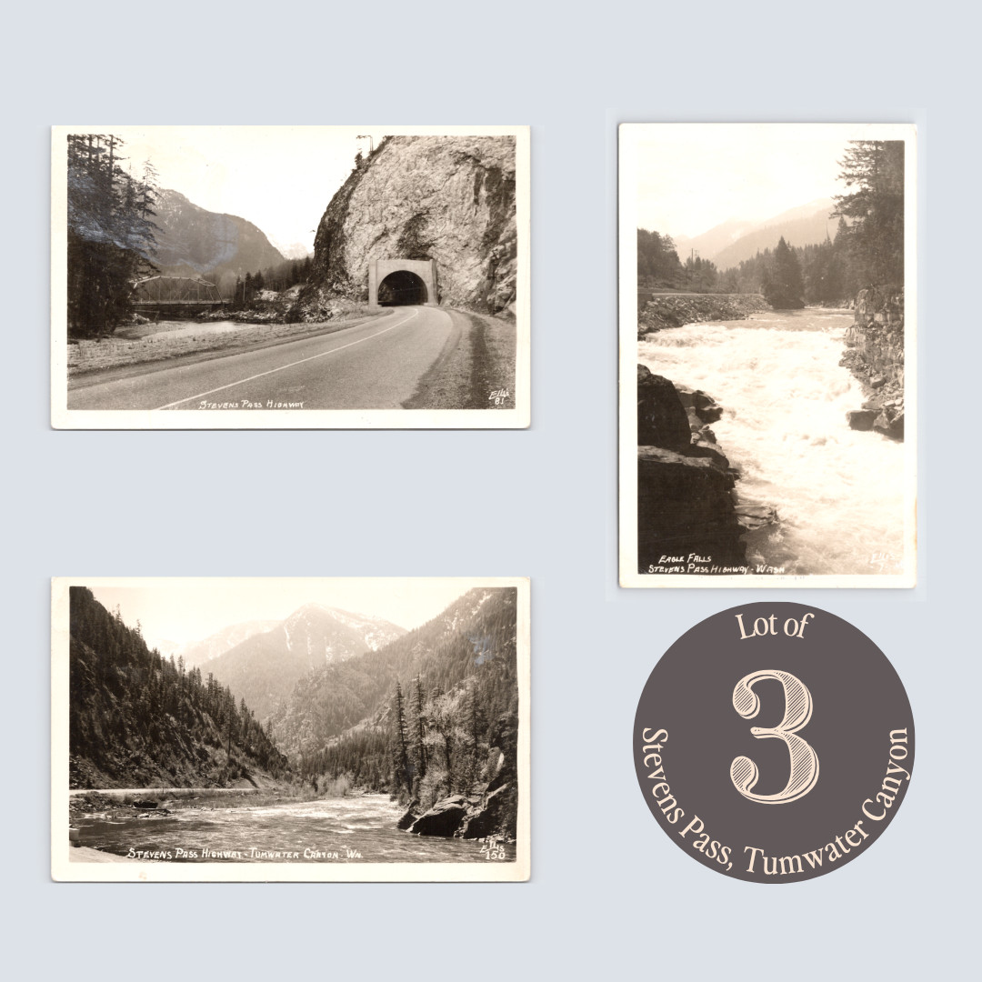 c1940 Lot 3 Stevens Pass Highway Tumwater Canyon Wenatchee River Ellis RPPC WA