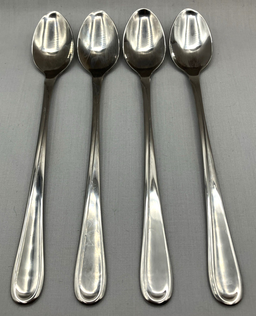 4 Oneida Flight Reliance Ice Tea Spoons Set Stainless Iced Long Spoon USA