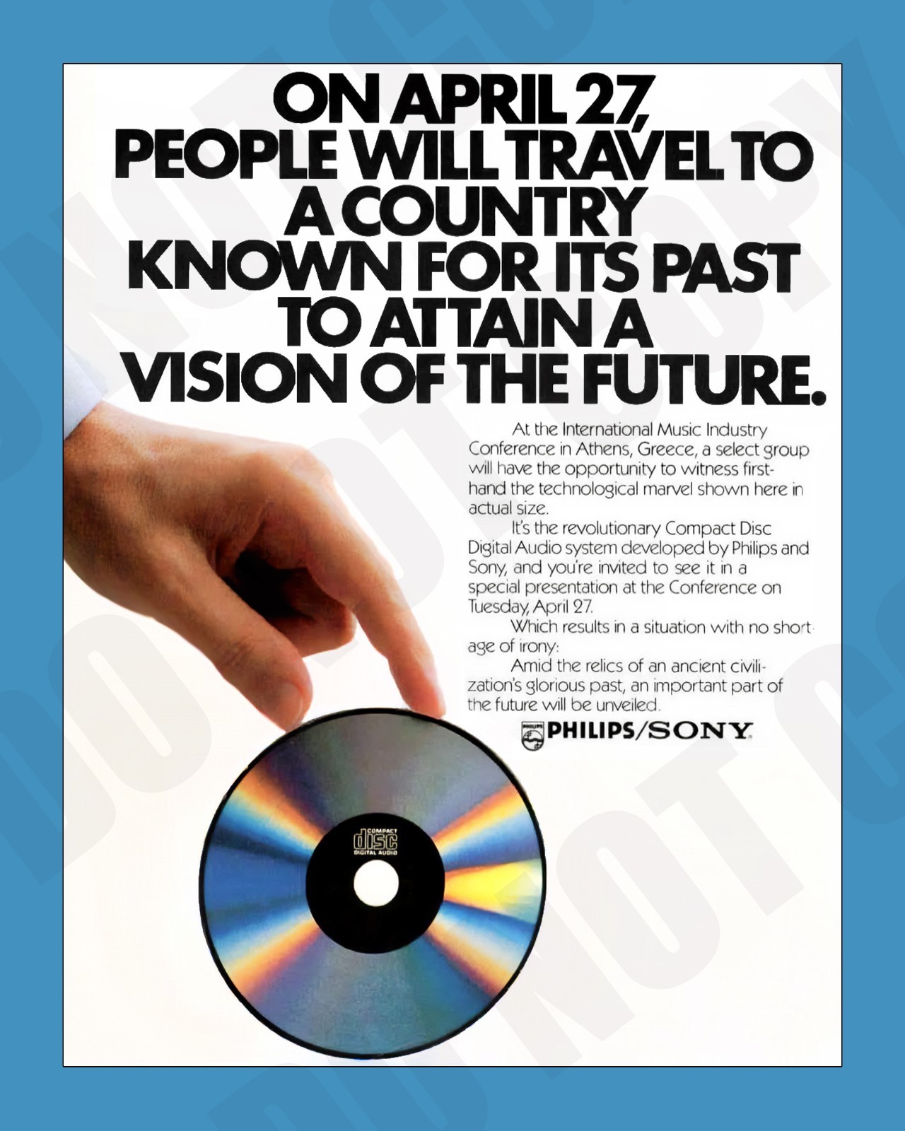 Philips Sony Debut of the Compact Disc CD in Magazine Ad April 1982 8x10 Photo