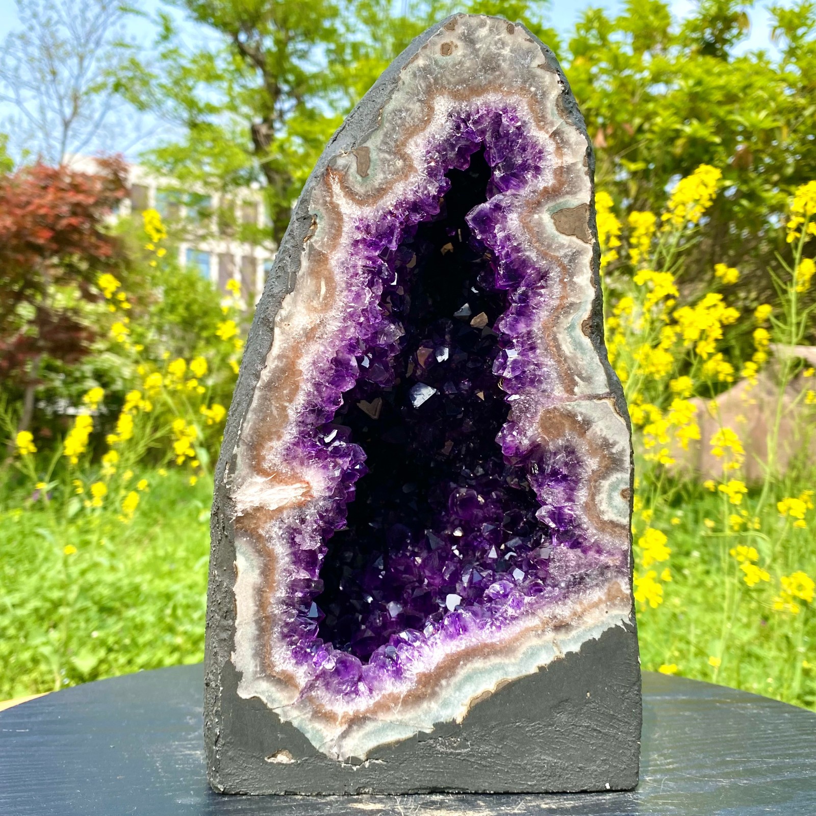 19.79LB Natural Amethyst Geode Quartz Crystal Cluster Cathedral Energy healing