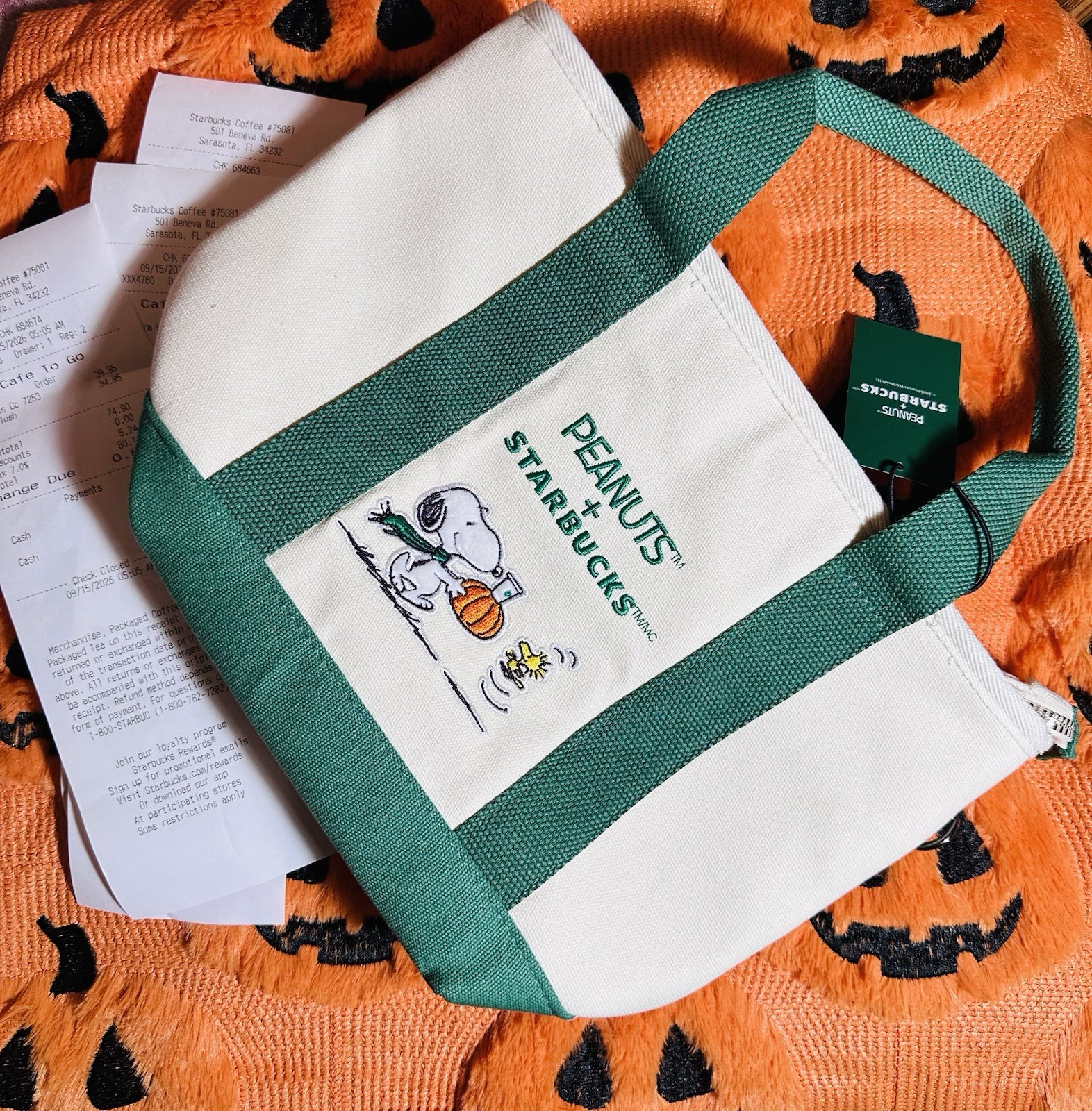 Genuine Starbucks Snoopy Peanuts ੯‧̀͡⬮ Collectible Canvas Tote Bag ੯‧̀͡⬮