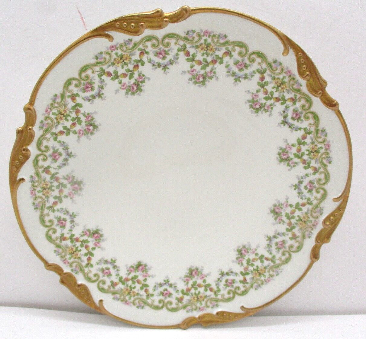 Vintage J Pouyat Limoges Mermod Jaccard & King 9 1/2” Floral Gold Trim Plate