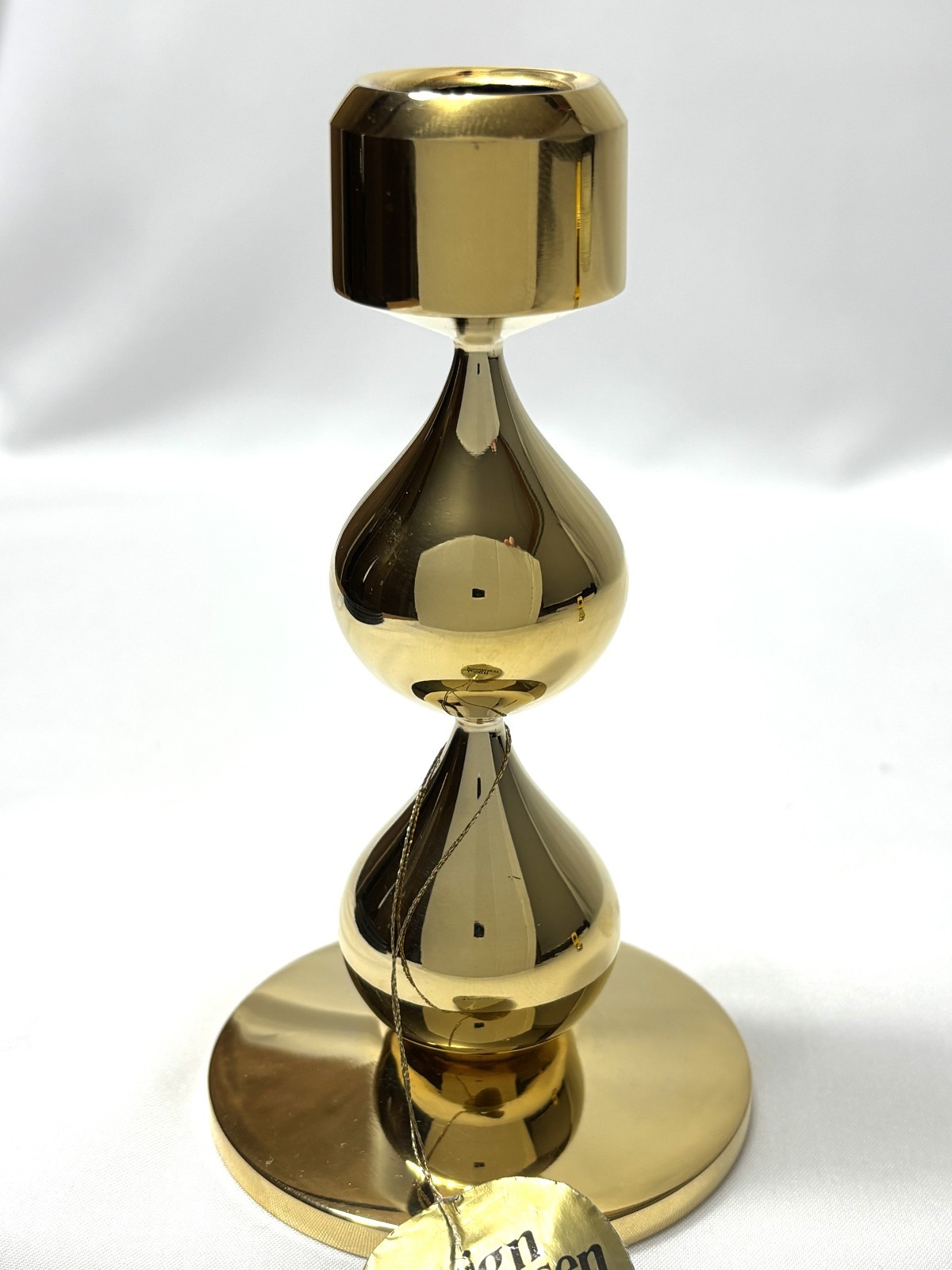 Vintage Design Asmussen 24k Gold Plated Brass Teardrop Candlestick Holder 5\