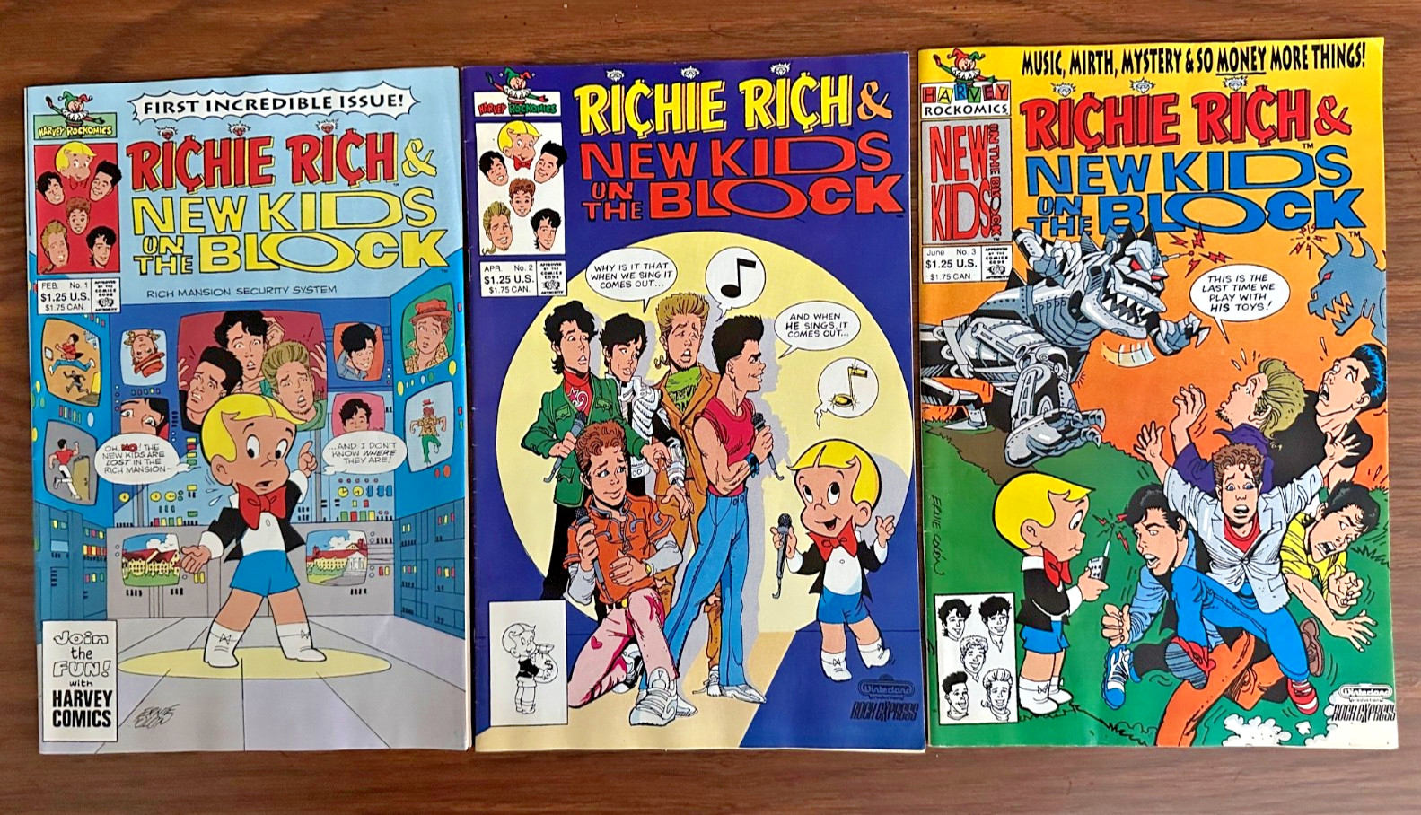 Vtg Richie Rich New Kids on the Block #1-3 Complete Lot Direct Edition NM/Unread