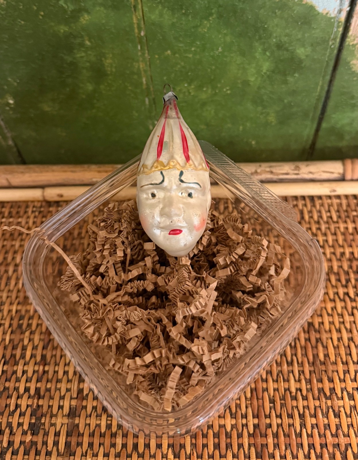 Antique German Mercury Glass Clown Head, C. 1920's