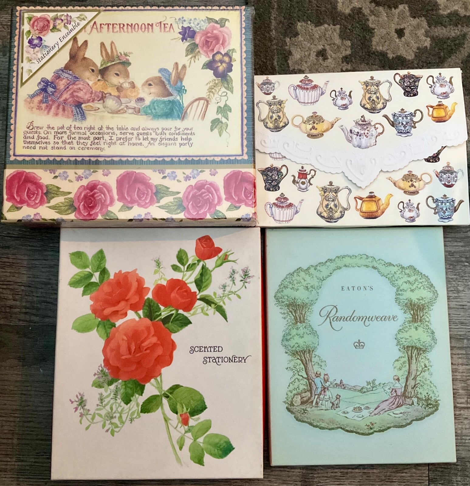 Vintage Stationery NEW Eatons & ROSE Hallmark Carol’s Teapots HollyPond Victoria