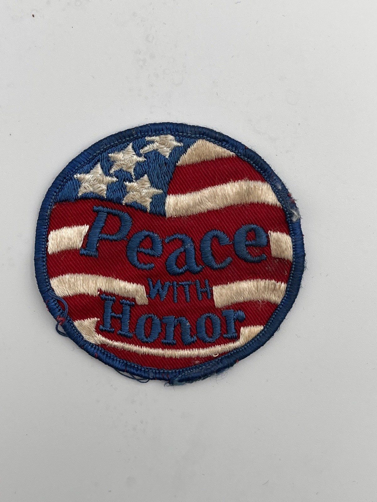 Vintage 70s Peace with Honor American Flag Collectible Patch