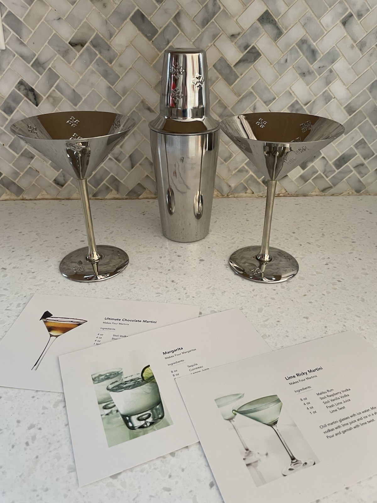 Set of Vintage Mid Century Martini/Cocktail/Shaker Silver Tone MCM