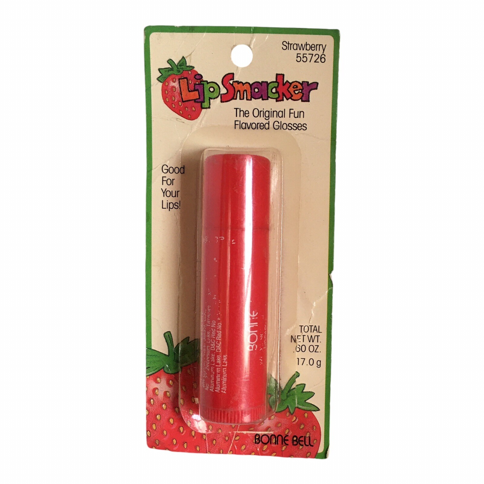 Vintage Bonne Bell Lip Smacker STRAWBERRY #55726 Total Net Wt. 0.60oz Jumbo Size