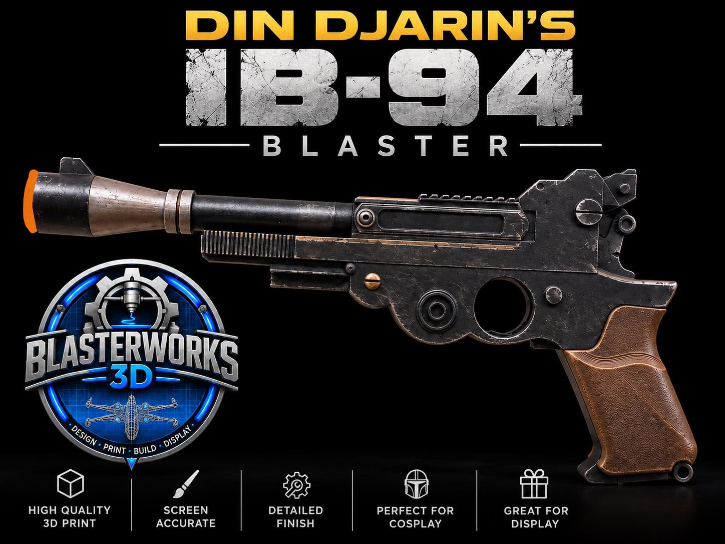 Star Wars Mandalorian Din Djarin IB-94 Blaster 3D Print/Custom Painted/Weathered