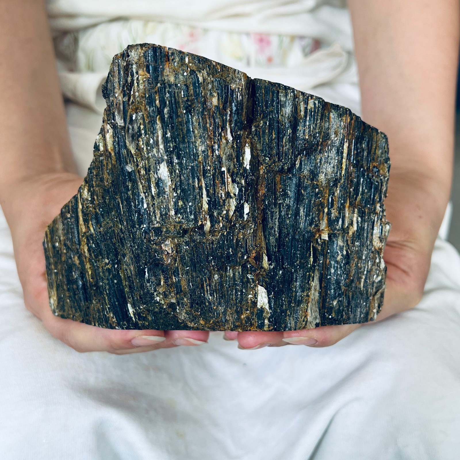 4.29LB Restoration of natural black tourmaline crystal specimens 1.95kg