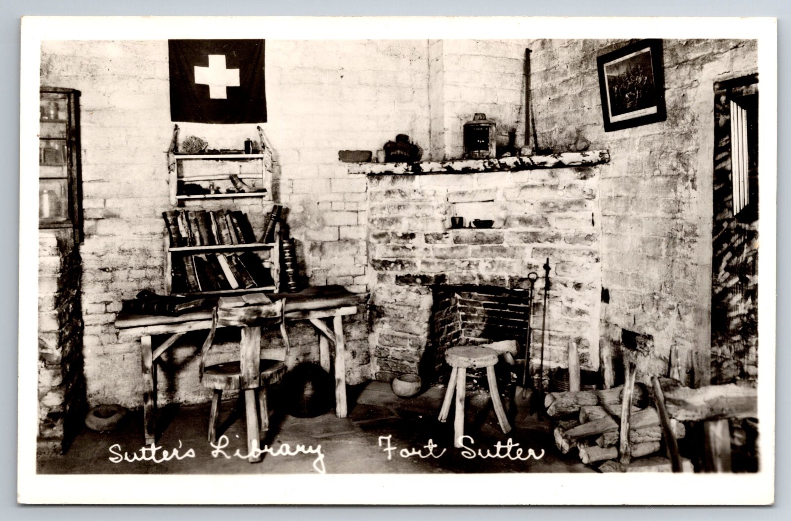 CA, Fort Sutter, Sutter's Library, Real Photo, RPPC, Vintage Postcard