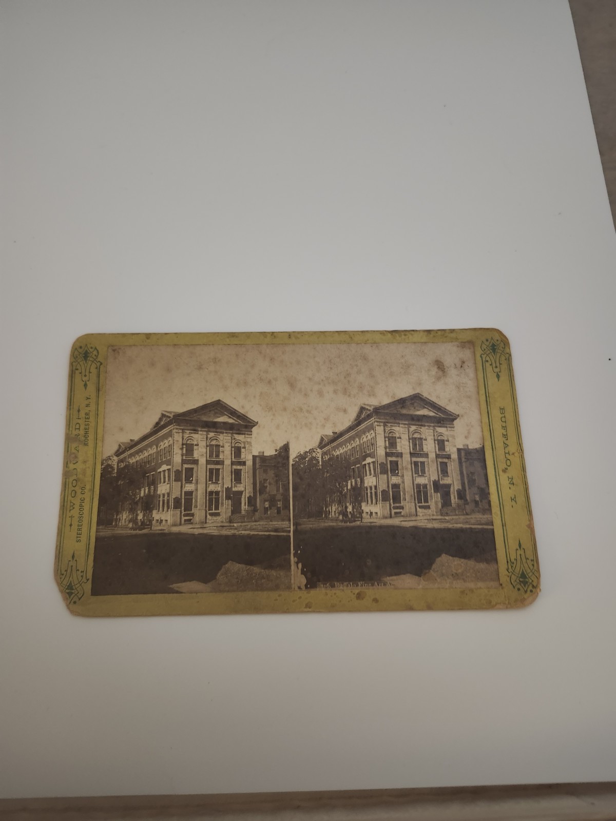 1870s Buffalo New York Stereoview Fine Arts Academy Building Photo Woodward View