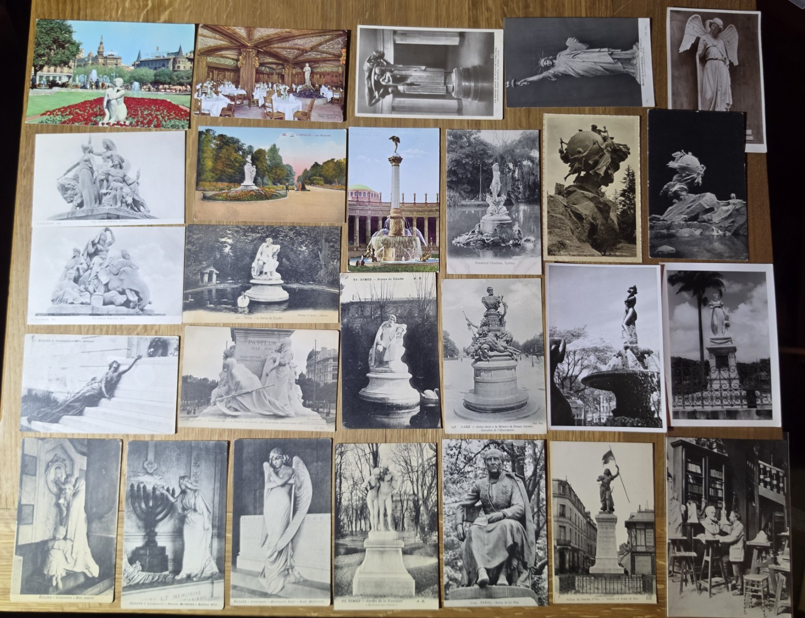 26  lot of Monumental Sculpture Postcards Collotypes, Color Half-Tones, and RPPC