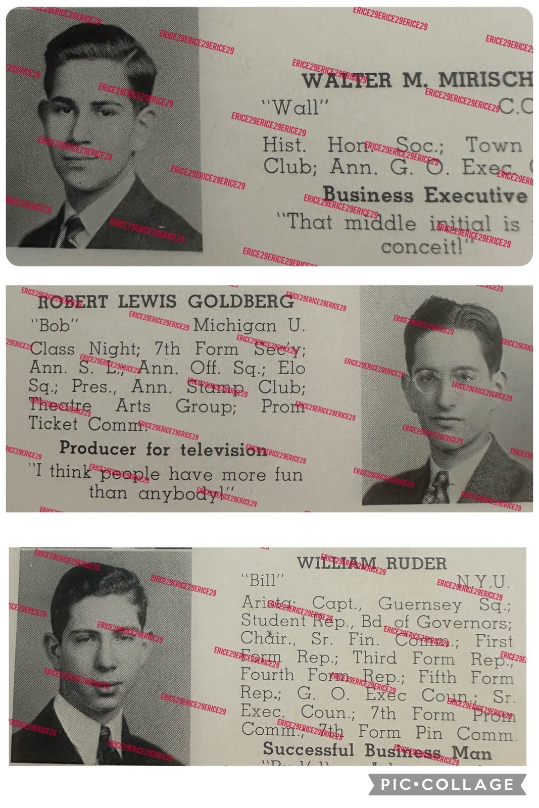 ‘38 DeWitt Clinton HS Bronx Yearbook Robert Q. Lewis, Walter Mirisch, Bill Ruder