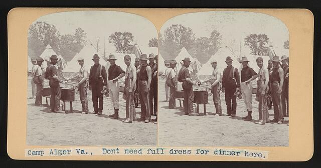 Photo:Camp Alger VA 1898 Army Camp Soldiers Dinner Tent Stereo Print