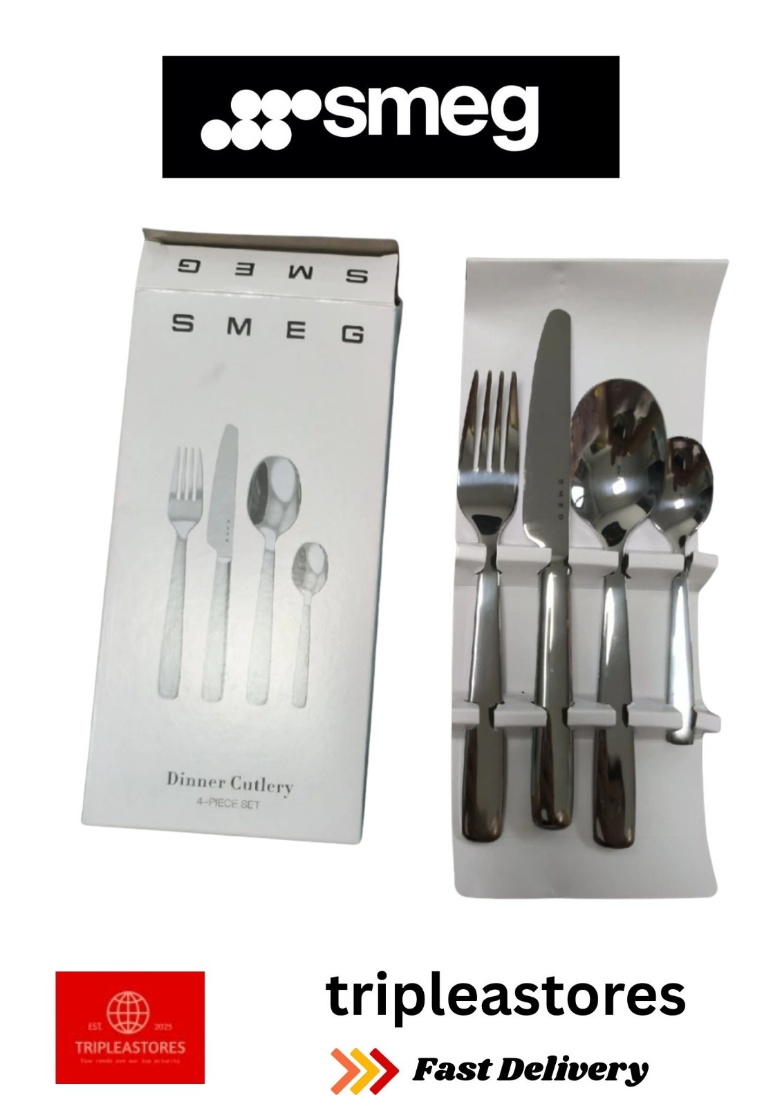 SMEG Stainless Steel 4 Piece Cutlery Tableware Set -  Cost
