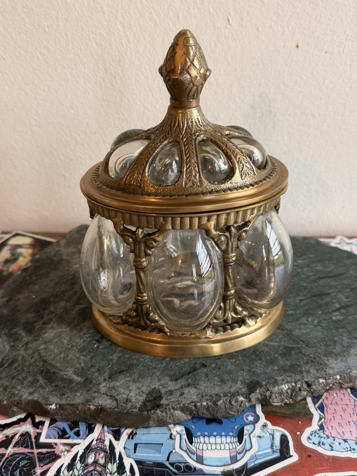Vintage Baroque Apothecary bubble glass jar