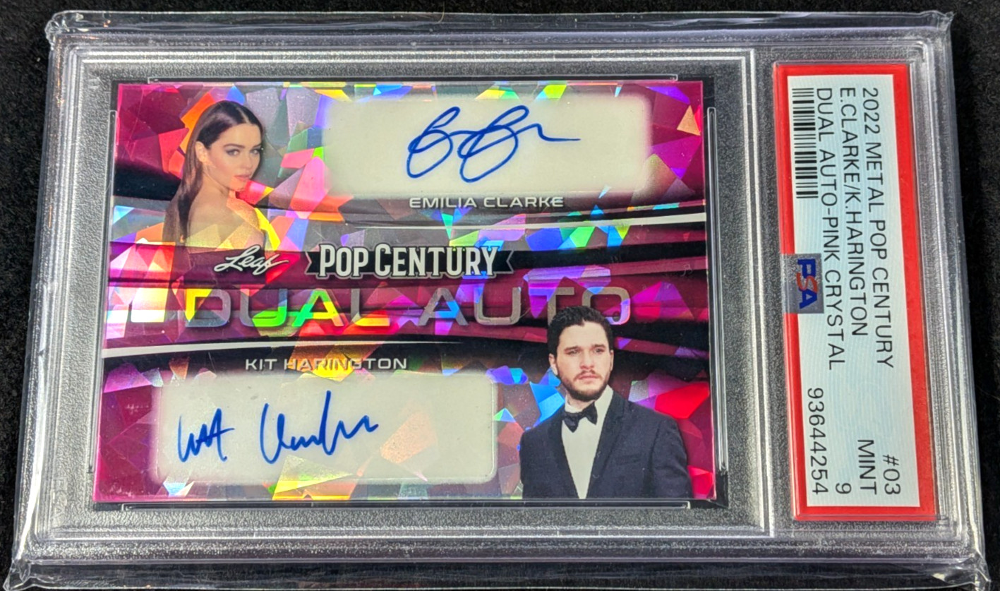 Emilia Clarke Kit Harington 2022 Leaf Metal Pop Century Auto Card 1/2 PSA 9 MINT