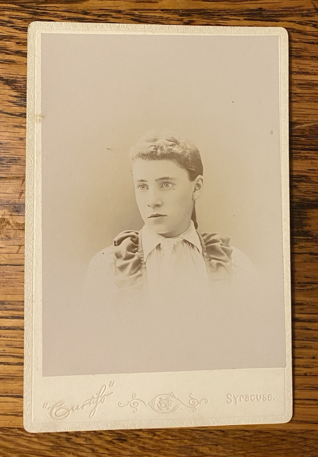 Vintage Original Sepia Cabinet Card Portrait Photo Girl Syracuse