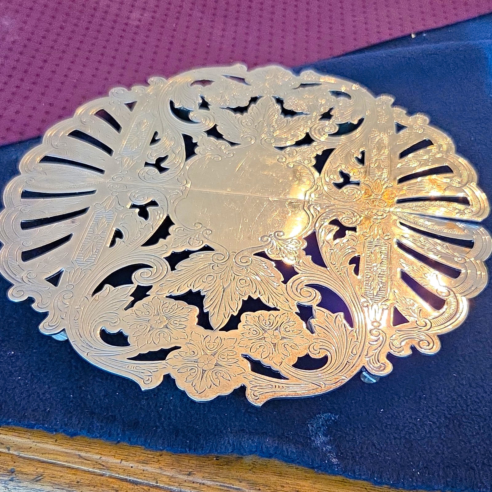 Vintage Wallace Ornate Pierced Silver Plate Decorative Plate with Floral Design