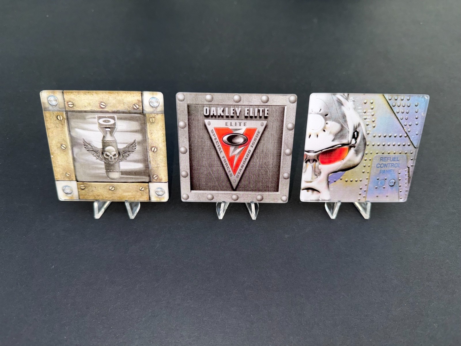 Oakley RARE Collectible Acrylic Art LOT OF 3 FUN STYLESBOMB RUN/ ELITE /XMETAL